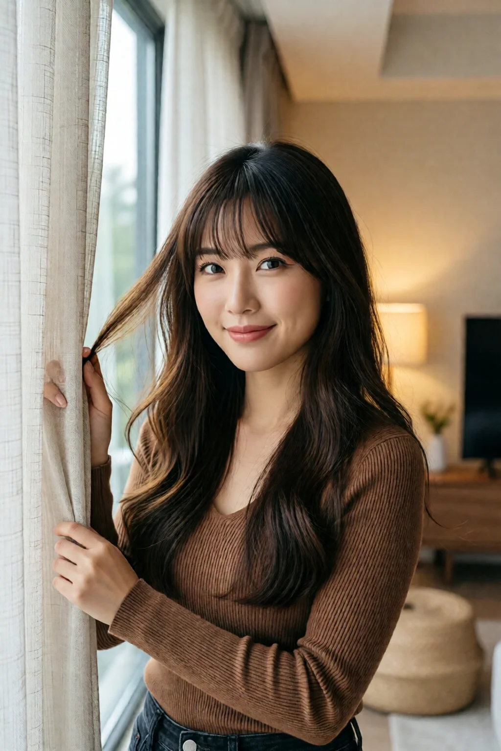 how to style curtain bangs at home